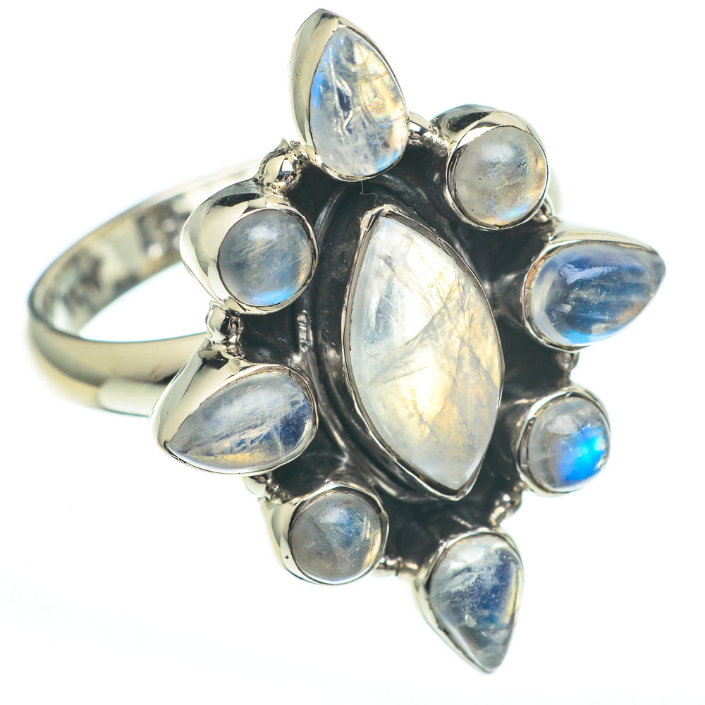 Rainbow Moonstone Rings handcrafted by Anasilvercos - RING61342