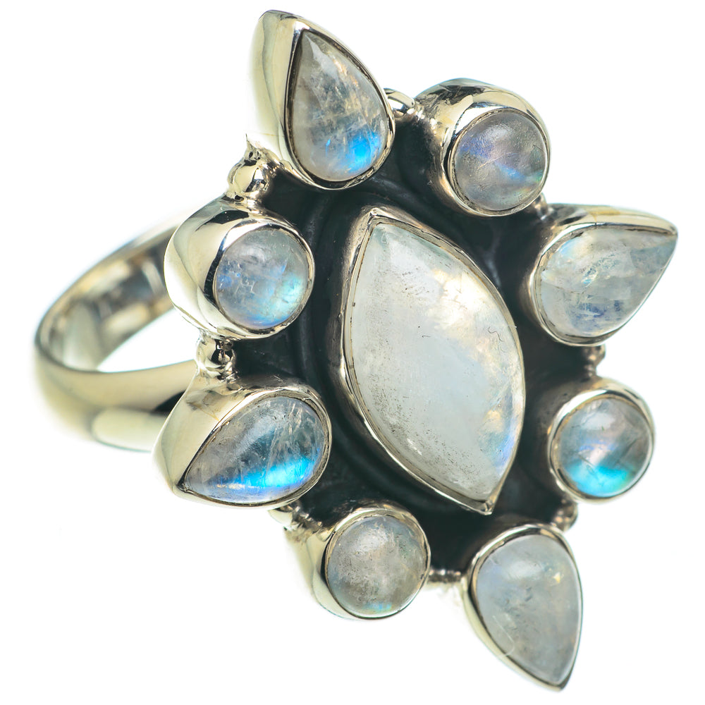 Rainbow Moonstone Rings handcrafted by Anasilvercos - RING61599