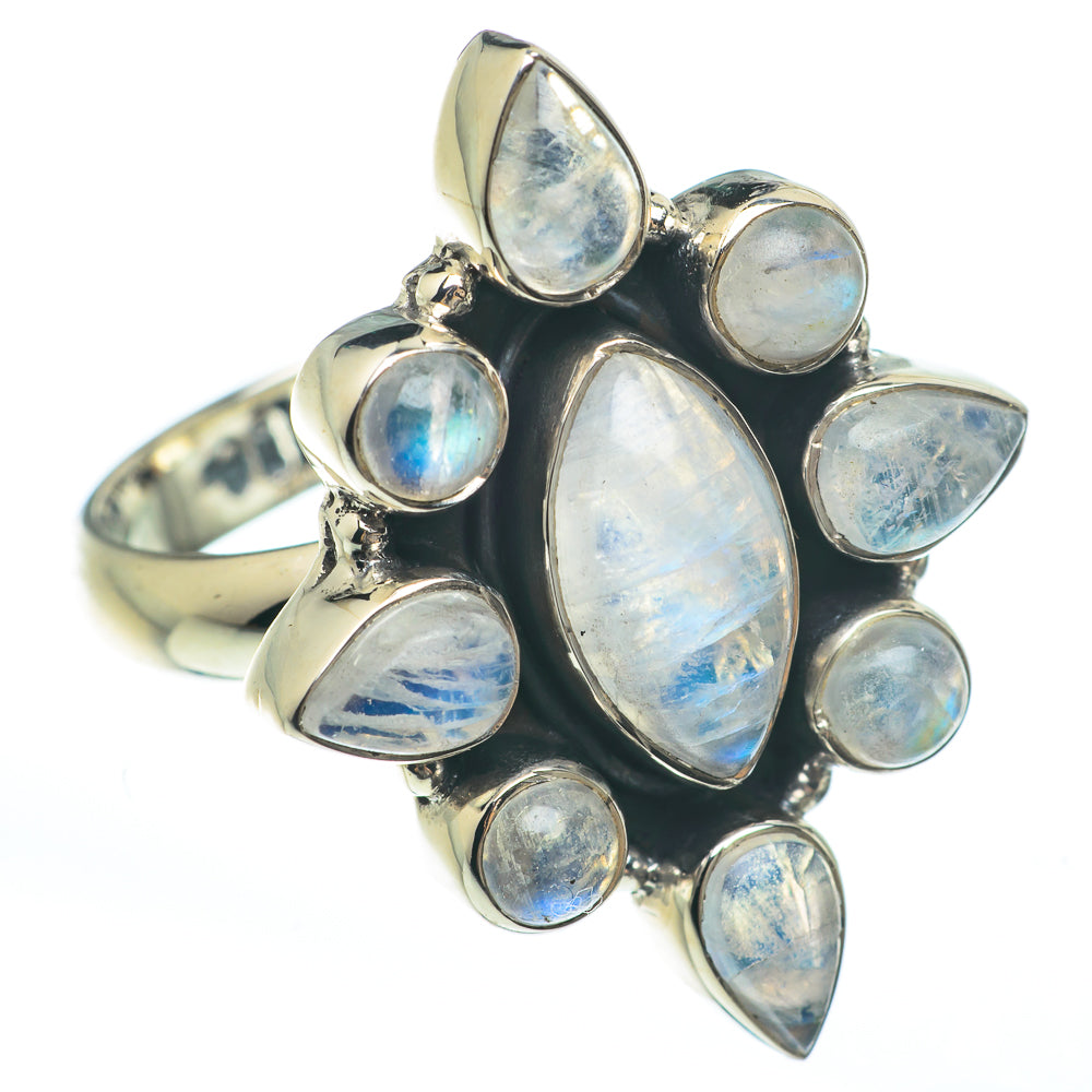 Rainbow Moonstone Rings handcrafted by Anasilvercos - RING61626