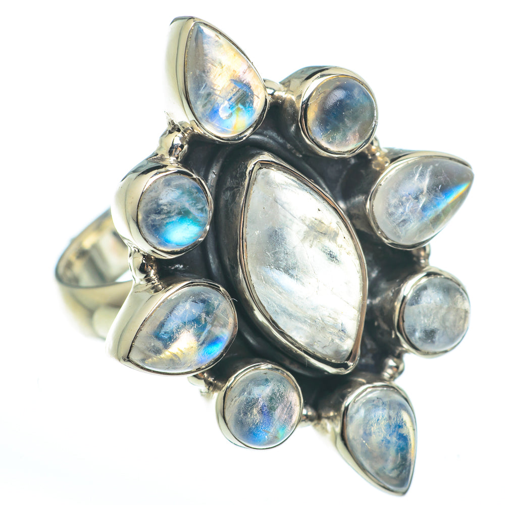Rainbow Moonstone Rings handcrafted by Anasilvercos - RING61651
