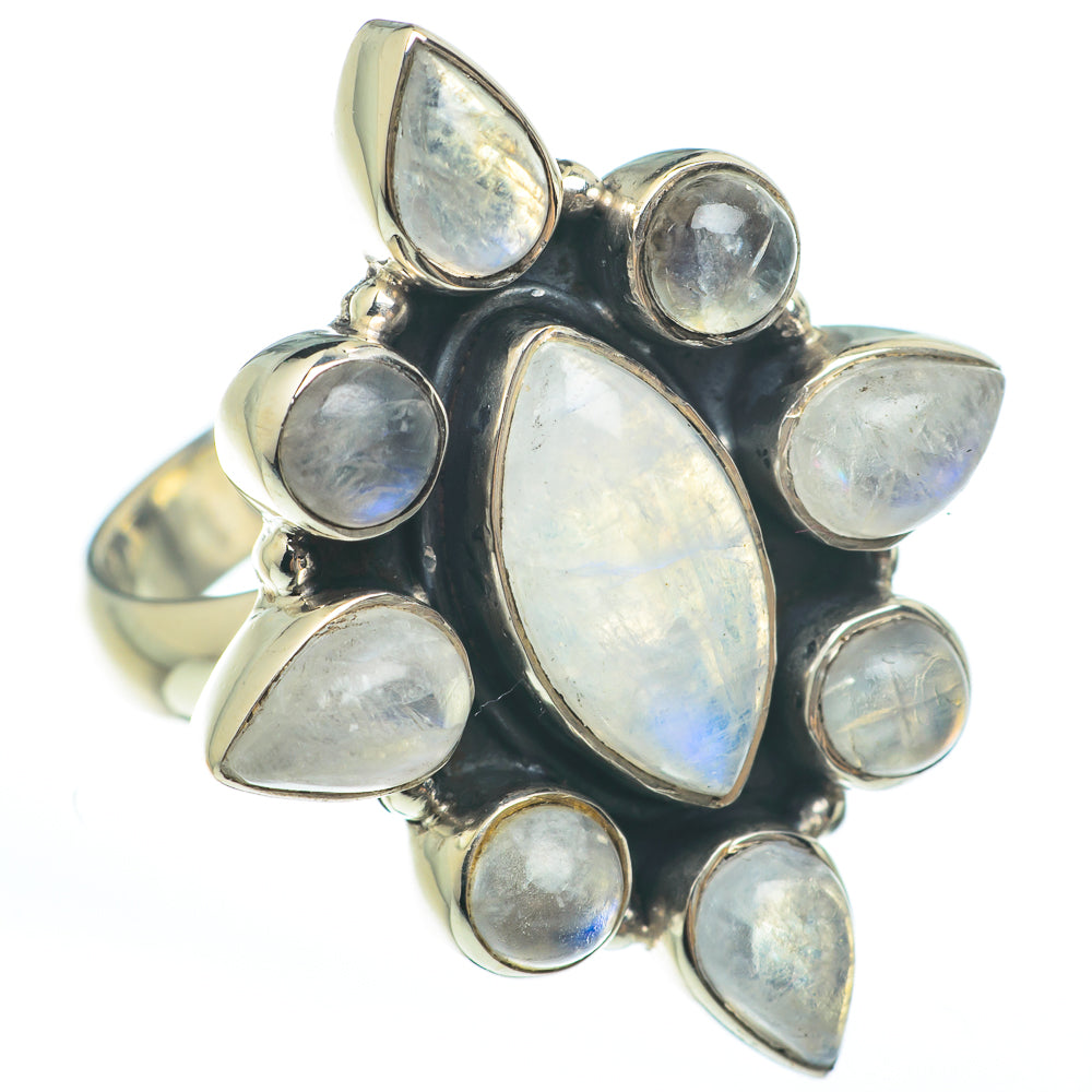 Rainbow Moonstone Rings handcrafted by Anasilvercos - RING61674
