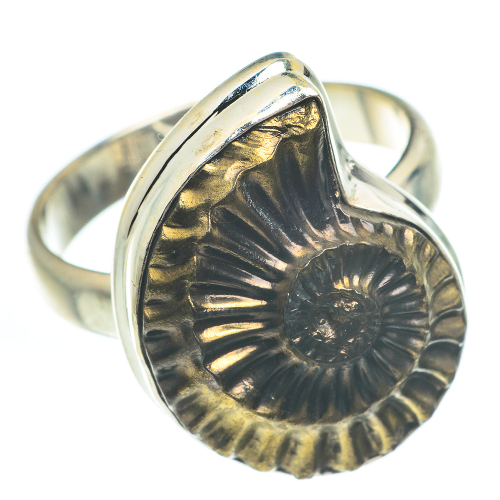 Pyrite Ammonite Rings handcrafted by Anasilvercos - RING61697
