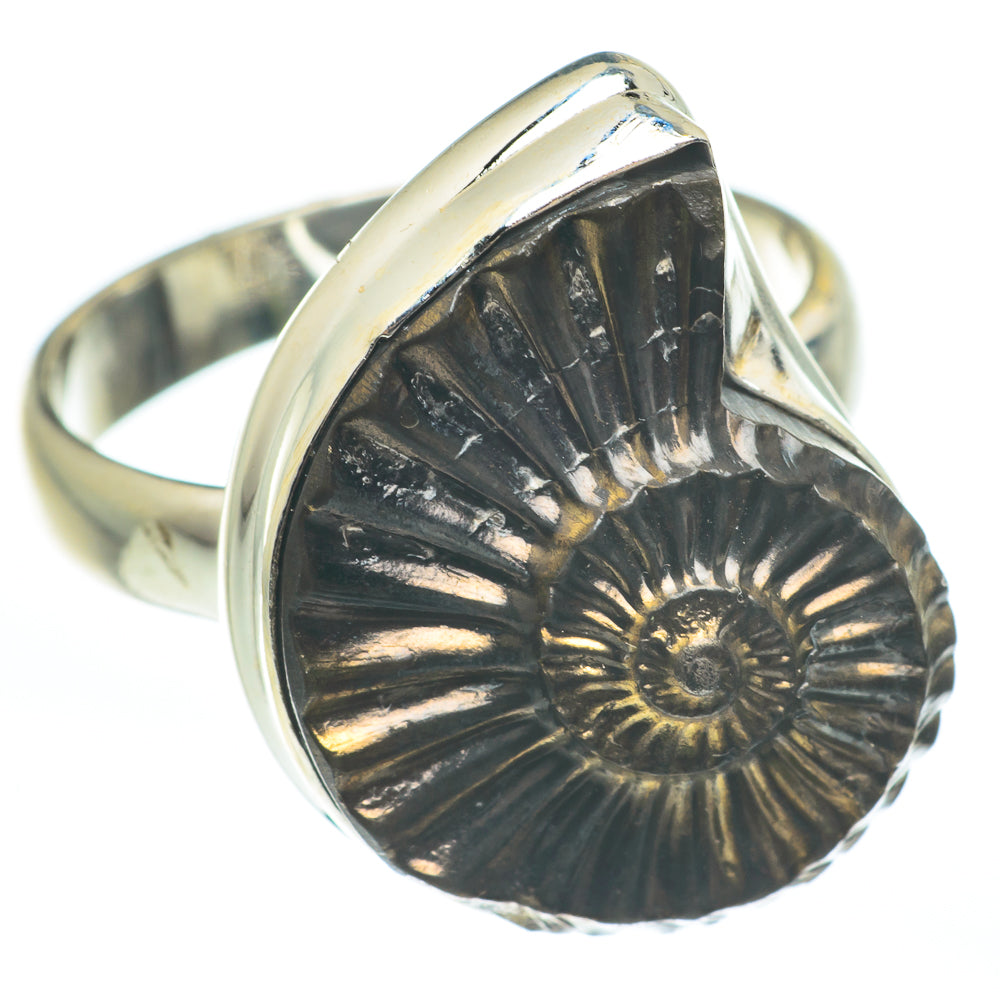 Pyrite Ammonite Rings handcrafted by Anasilvercos - RING61721