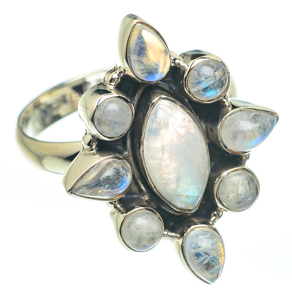 Rainbow Moonstone Rings handcrafted by Anasilvercos - RING61743