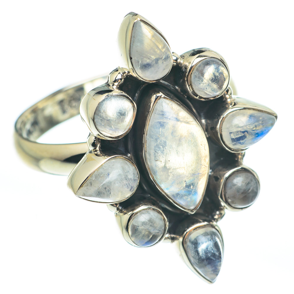 Rainbow Moonstone Rings handcrafted by Anasilvercos - RING61794