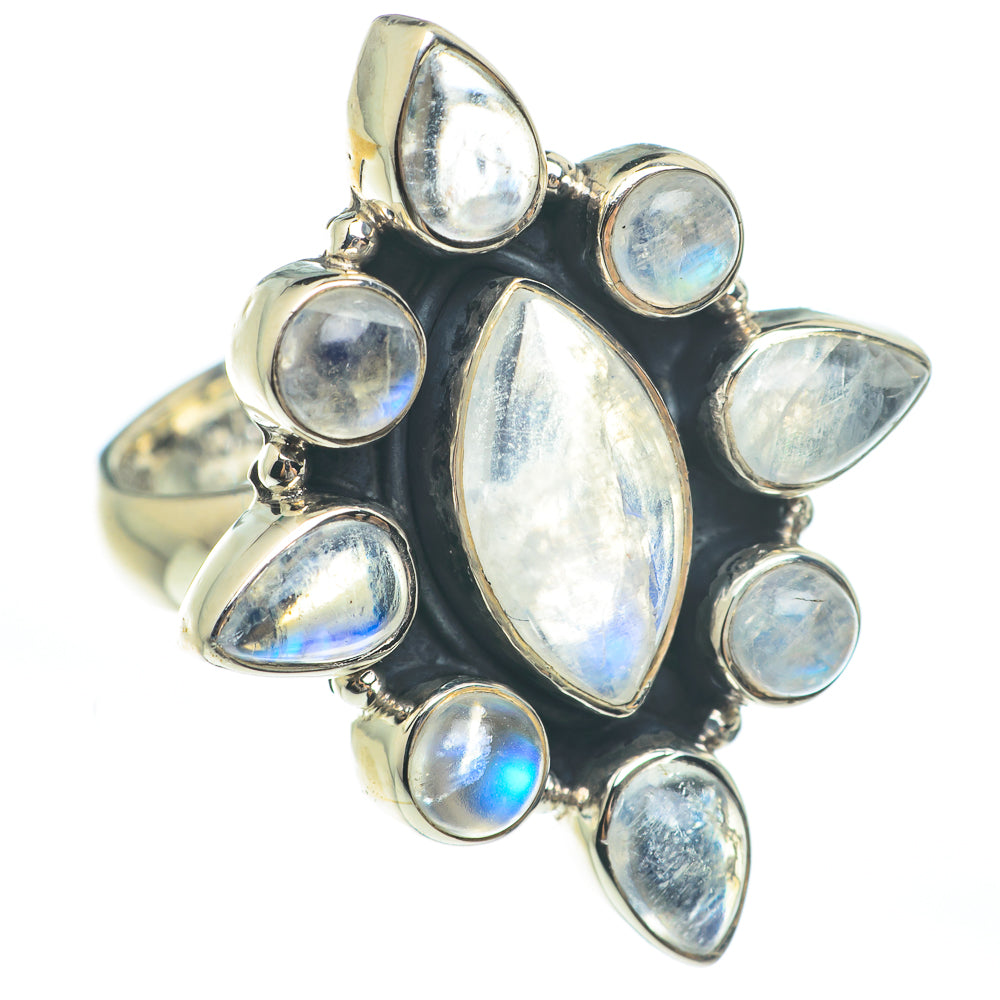 Rainbow Moonstone Rings handcrafted by Anasilvercos - RING61810