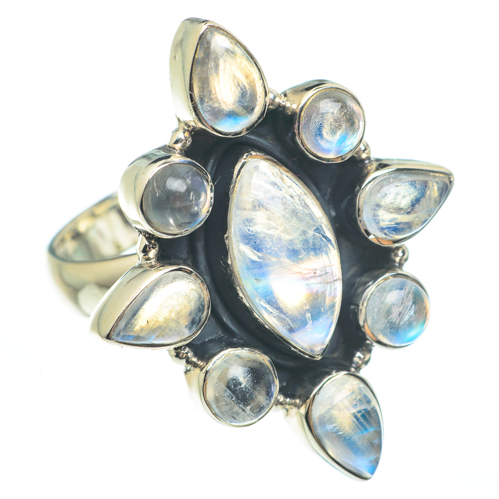 Rainbow Moonstone Rings handcrafted by Anasilvercos - RING61841