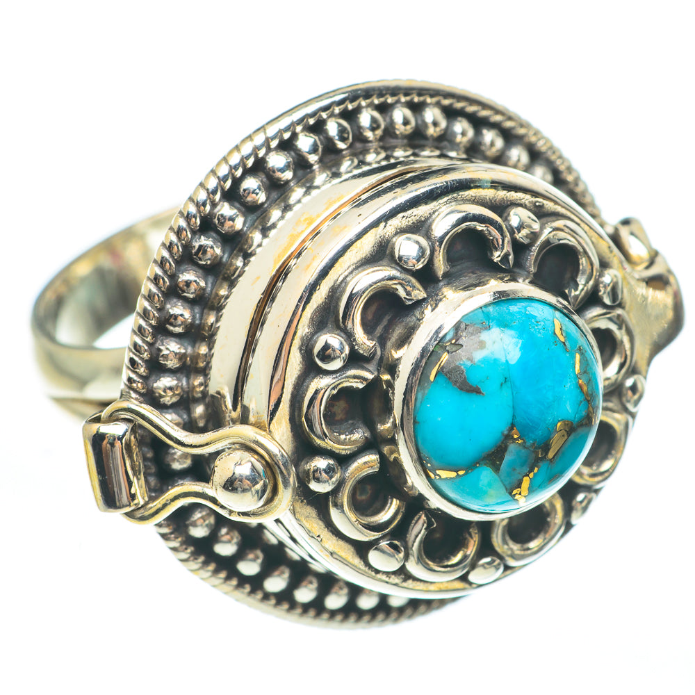 Blue Copper Composite Turquoise Rings handcrafted by Anasilvercos - RING61880