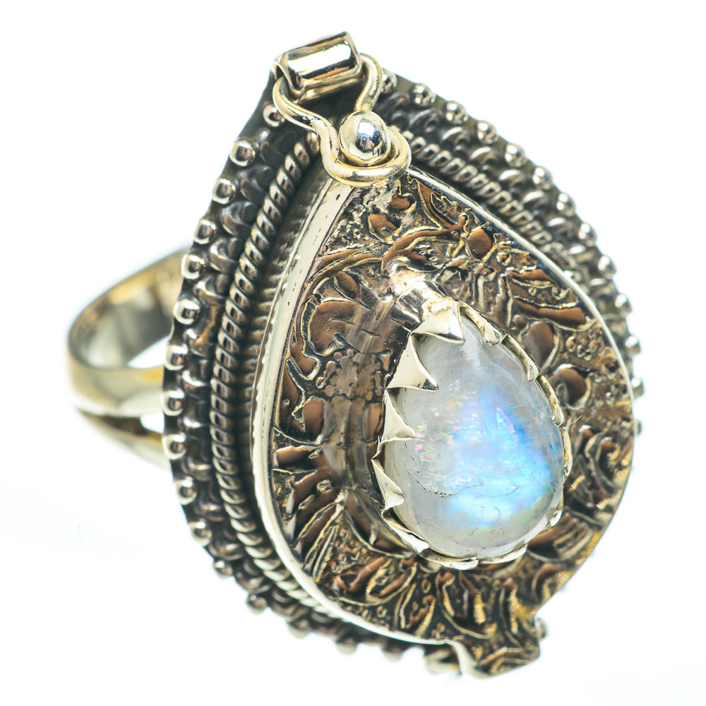 Rainbow Moonstone Rings handcrafted by Anasilvercos - RING61896