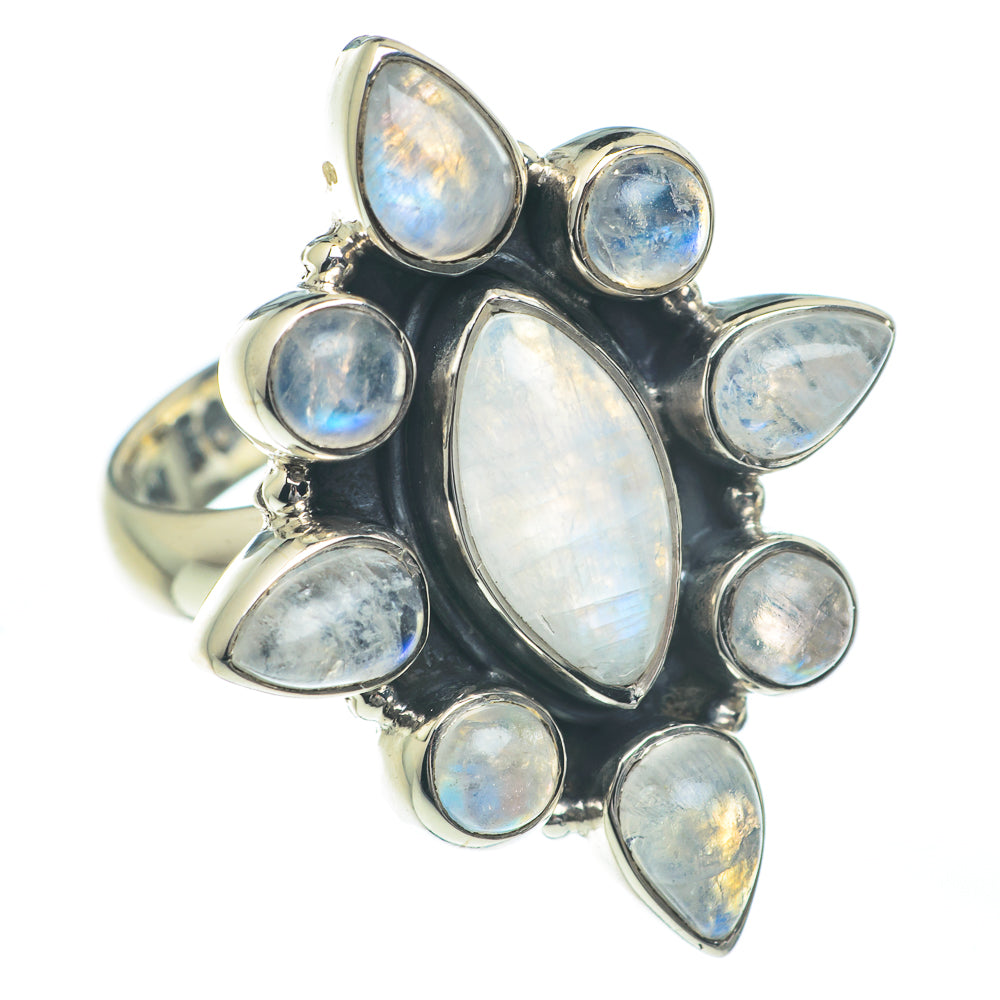 Rainbow Moonstone Rings handcrafted by Anasilvercos - RING62013