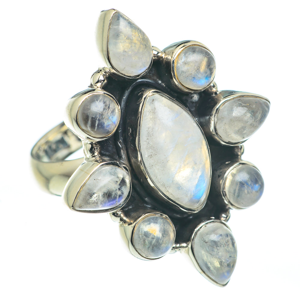 Rainbow Moonstone Rings handcrafted by Anasilvercos - RING62046