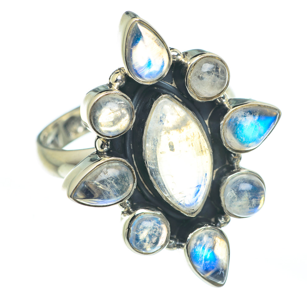 Rainbow Moonstone Rings handcrafted by Anasilvercos - RING62083