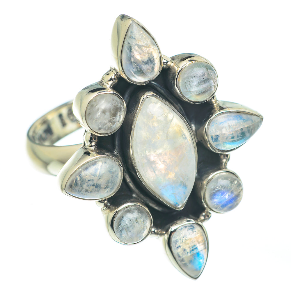 Rainbow Moonstone Rings handcrafted by Anasilvercos - RING62143