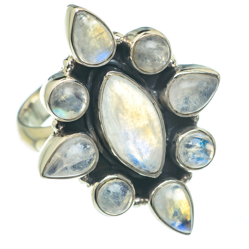 Rainbow Moonstone Rings handcrafted by Anasilvercos - RING62191