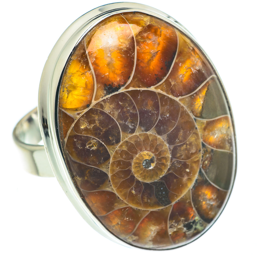 Ammonite Fossil Rings handcrafted by Anasilvercos - RING62271