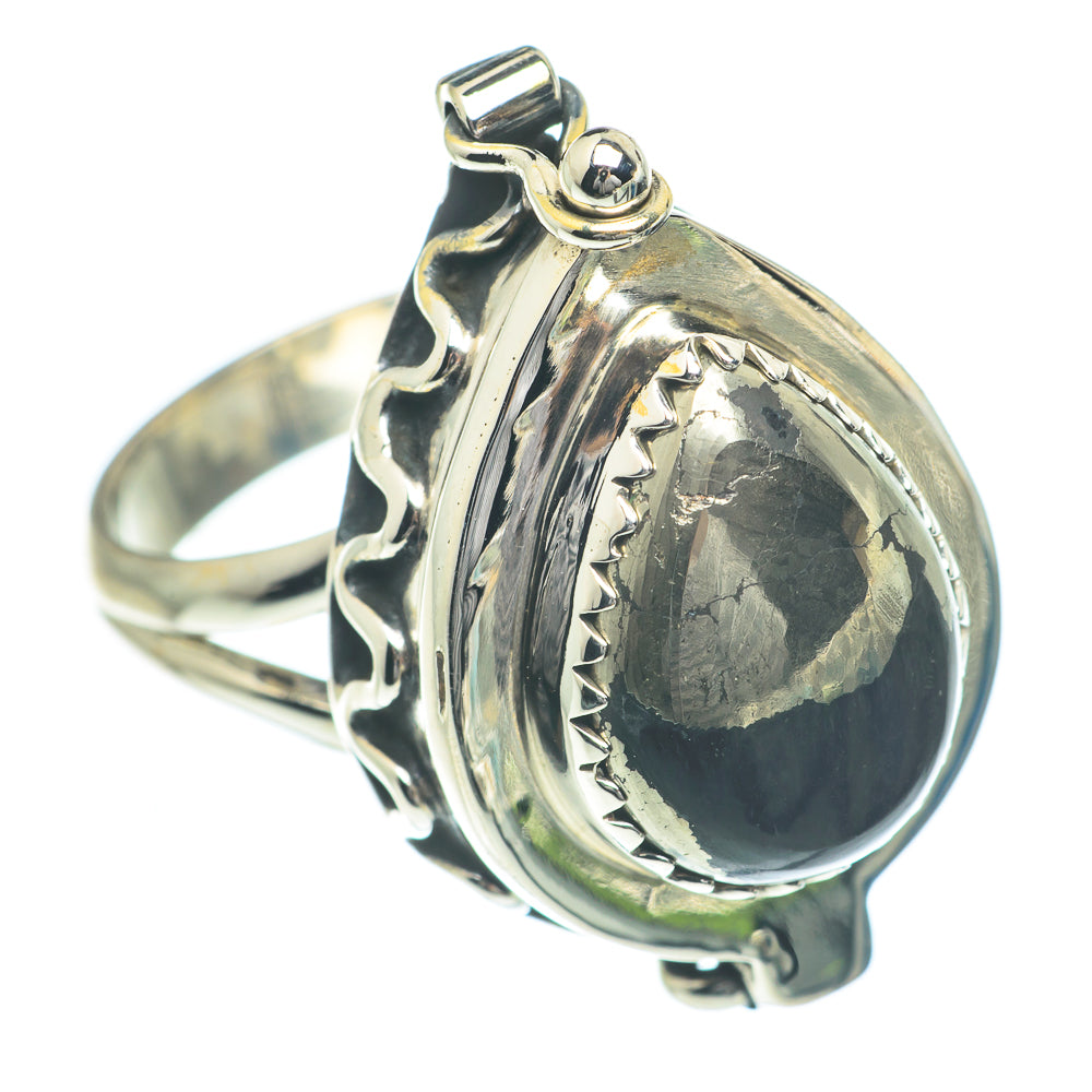 Pyrite In Black Onyx Rings handcrafted by Anasilvercos - RING62327