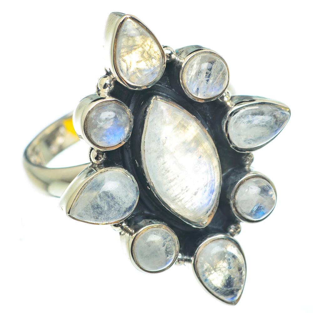 Rainbow Moonstone Rings handcrafted by Anasilvercos - RING62414