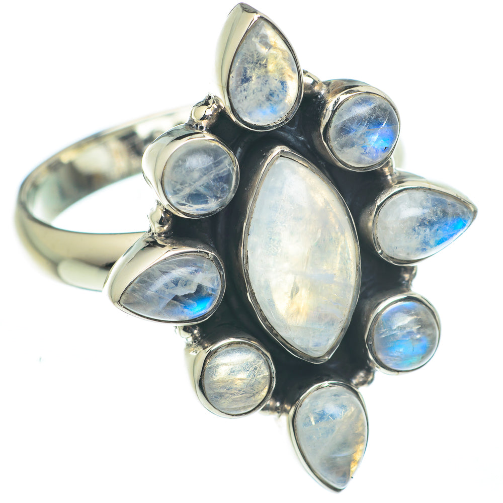Rainbow Moonstone Rings handcrafted by Anasilvercos - RING62445