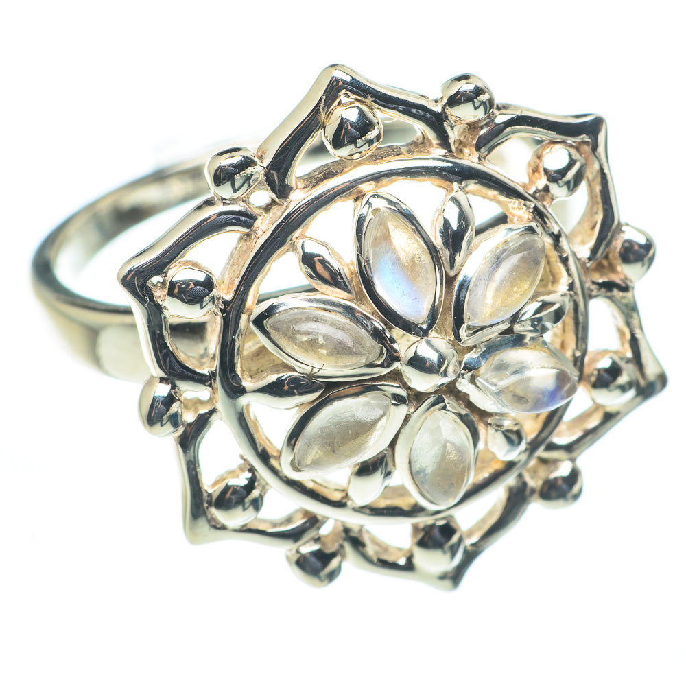 Rainbow Moonstone Rings handcrafted by Anasilvercos - RING62446