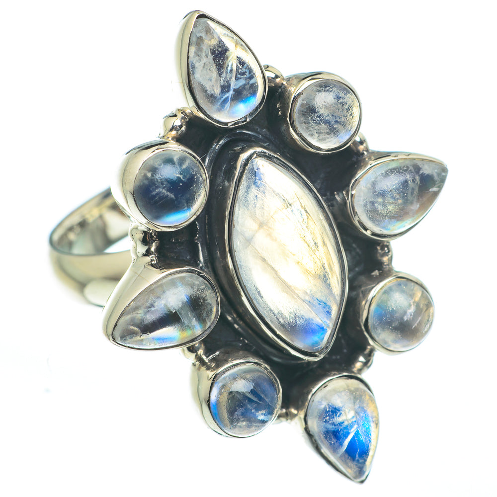 Rainbow Moonstone Rings handcrafted by Anasilvercos - RING62477