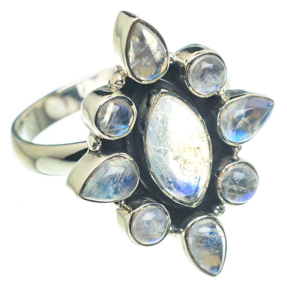 Rainbow Moonstone Rings handcrafted by Anasilvercos - RING62508
