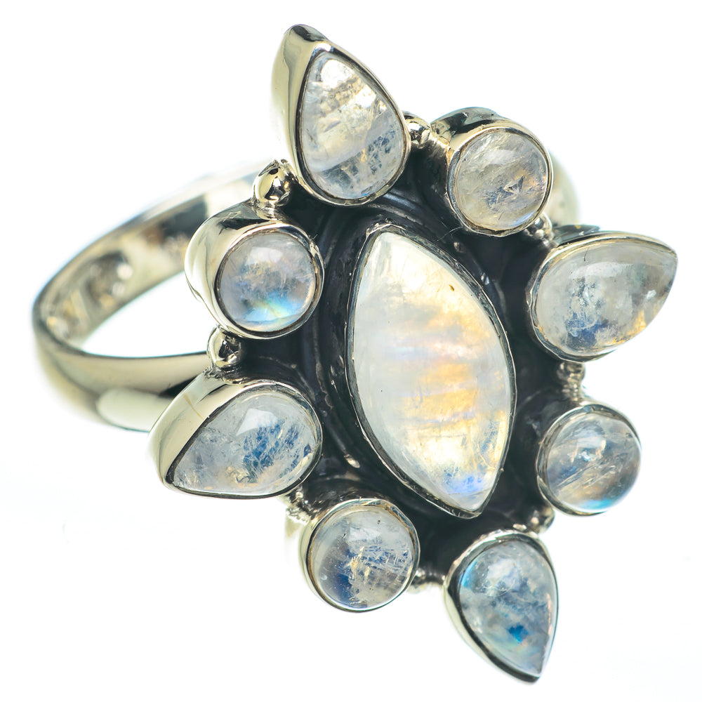 Rainbow Moonstone Rings handcrafted by Anasilvercos - RING62535