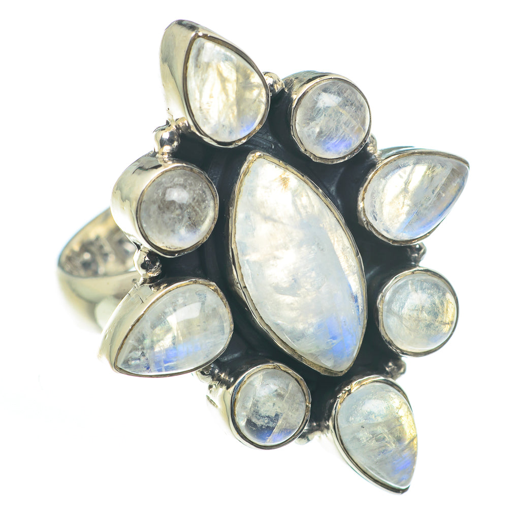 Rainbow Moonstone Rings handcrafted by Anasilvercos - RING62560