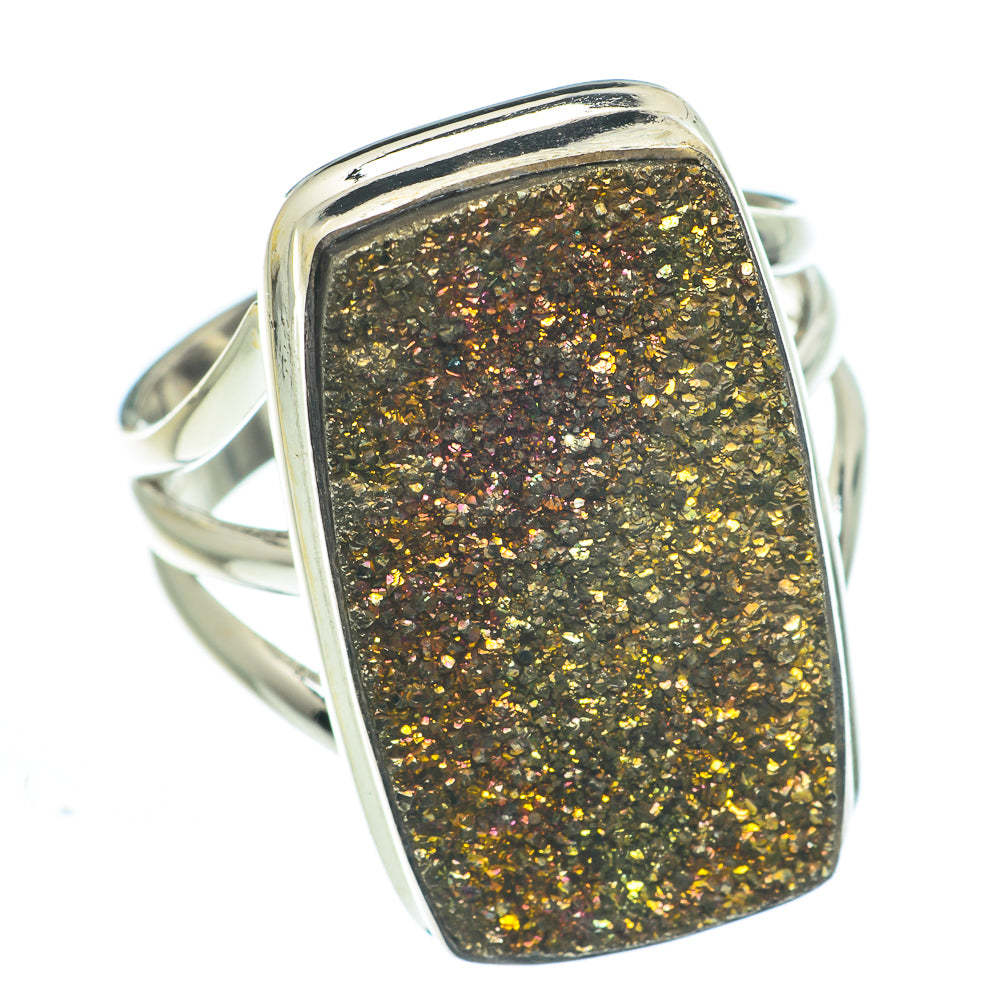 Spectro Pyrite Druzy Rings handcrafted by Anasilvercos - RING62587