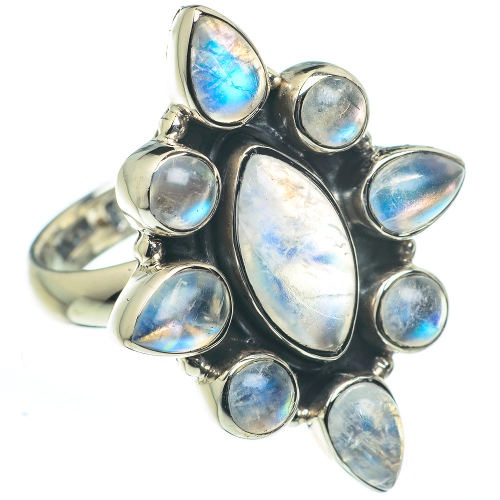 Rainbow Moonstone Rings handcrafted by Anasilvercos - RING62589