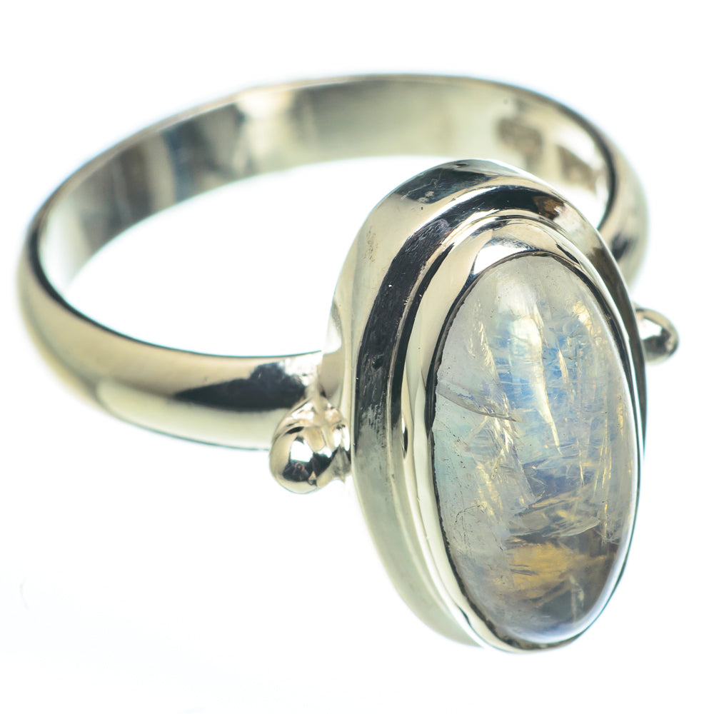 Rainbow Moonstone Rings handcrafted by Anasilvercos - RING62615