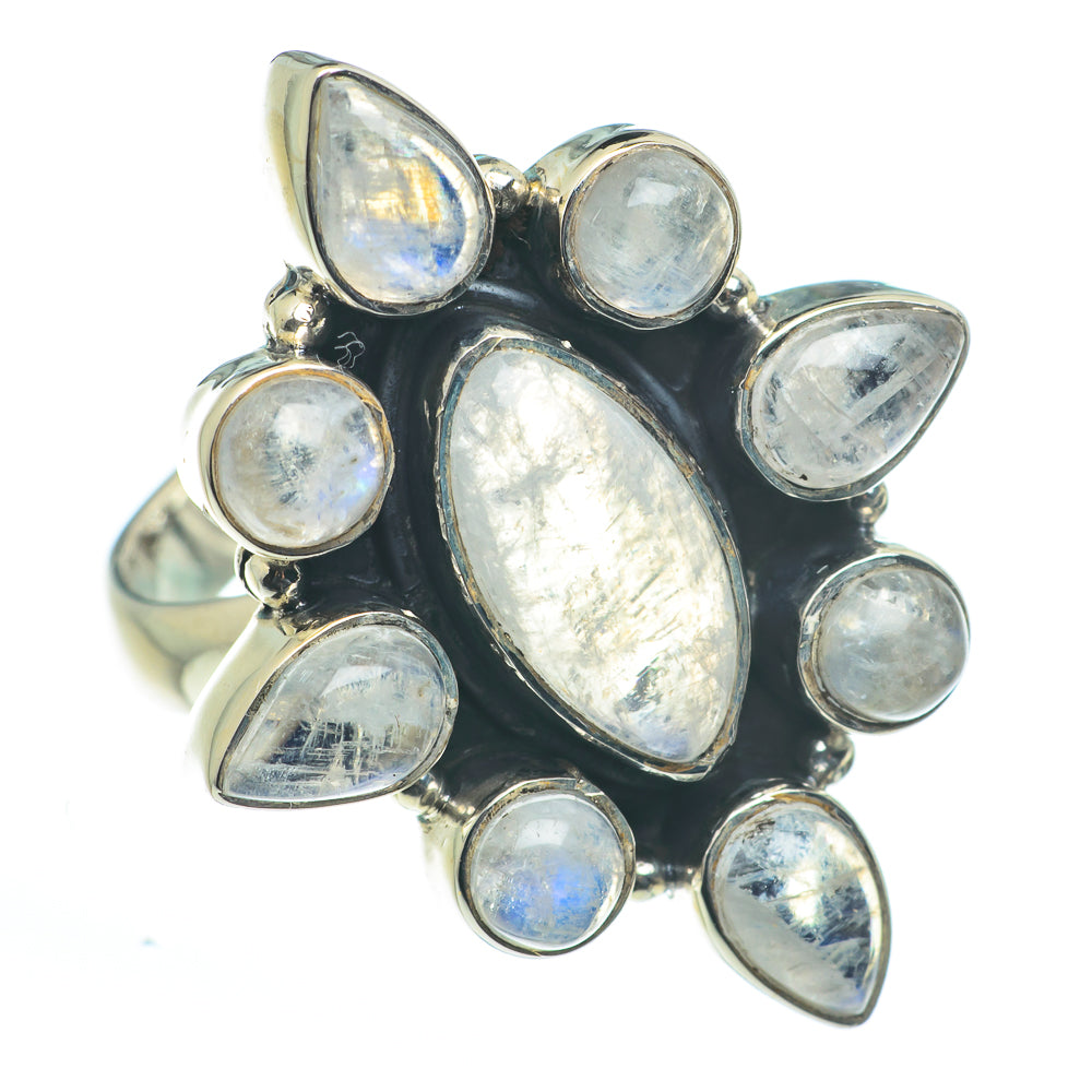 Rainbow Moonstone Rings handcrafted by Anasilvercos - RING62644
