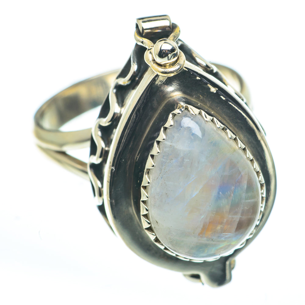 Rainbow Moonstone Rings handcrafted by Anasilvercos - RING62713