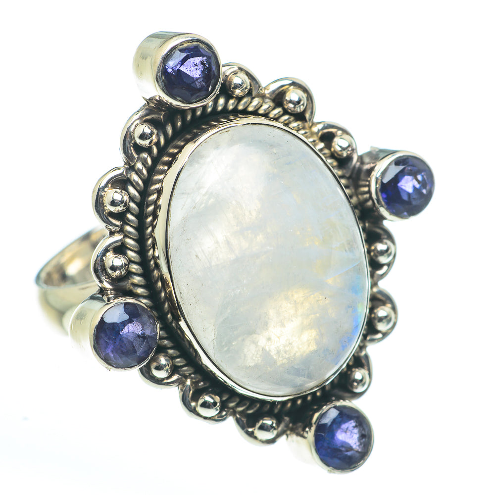 Rainbow Moonstone, Tanzanite Rings handcrafted by Anasilvercos - RING62714