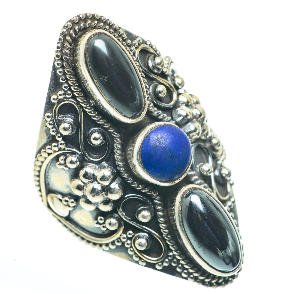 Lapis Lazuli, Hematite Rings handcrafted by Anasilvercos - RING62733