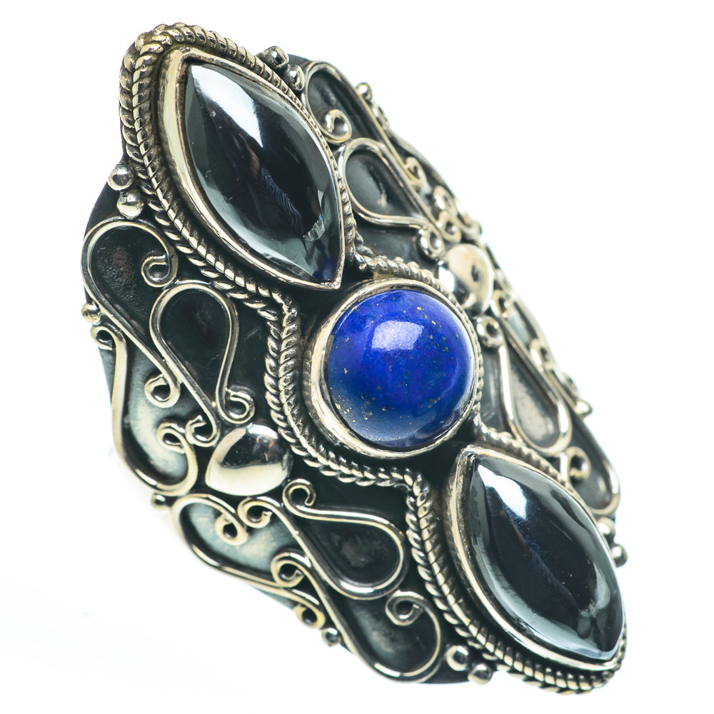 Lapis Lazuli, Hematite Rings handcrafted by Anasilvercos - RING62747