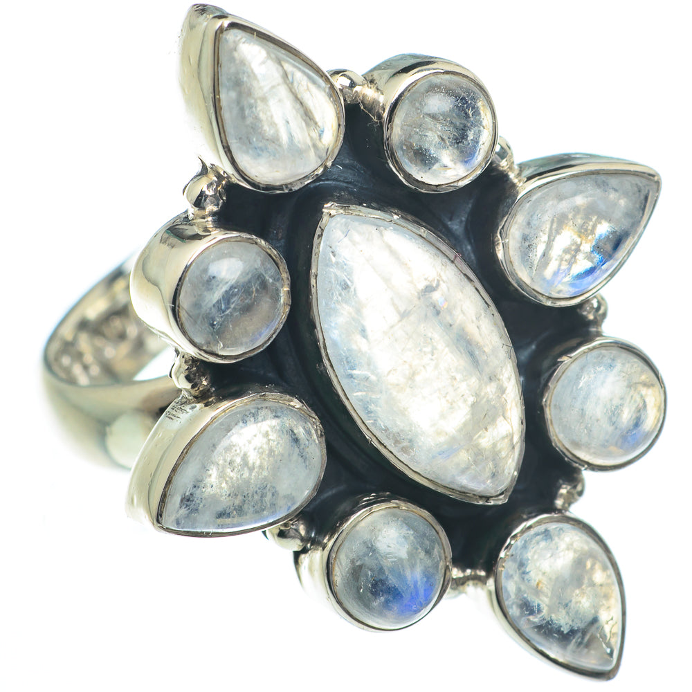 Rainbow Moonstone Rings handcrafted by Anasilvercos - RING62777