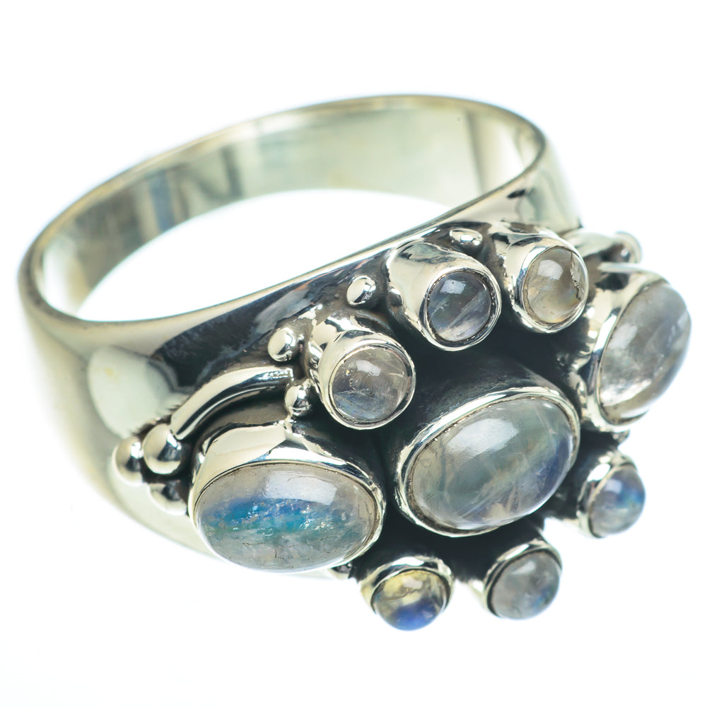 Rainbow Moonstone Rings handcrafted by Anasilvercos - RING62812