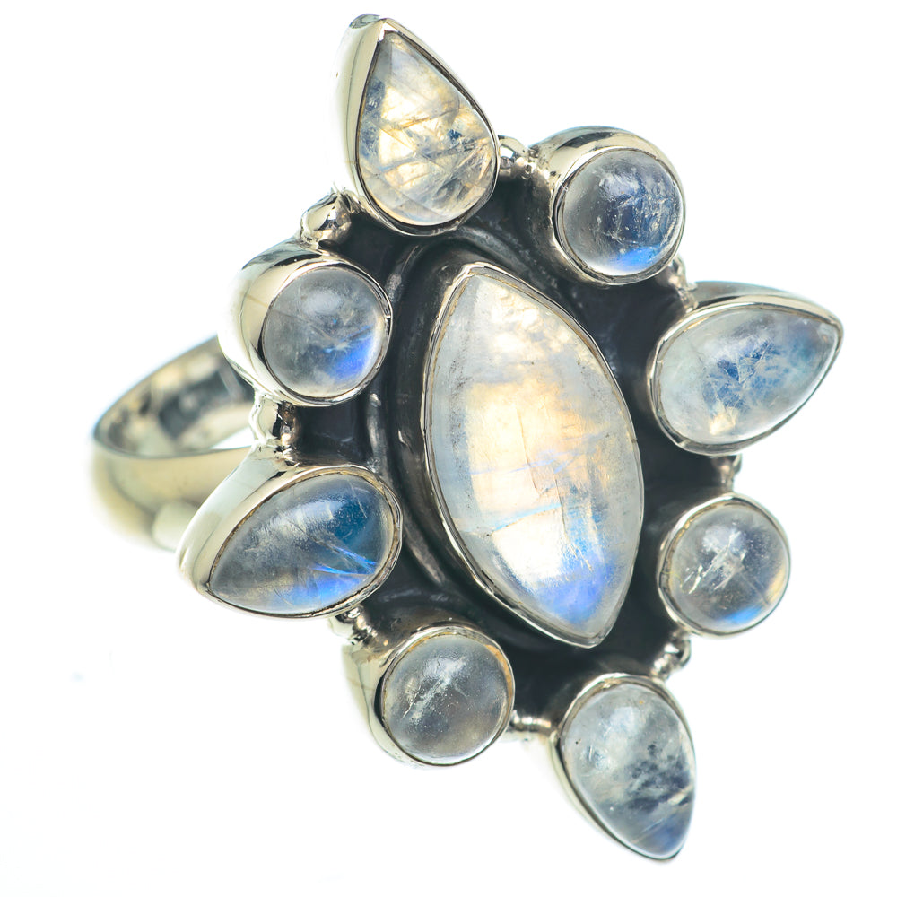 Rainbow Moonstone Rings handcrafted by Anasilvercos - RING62842