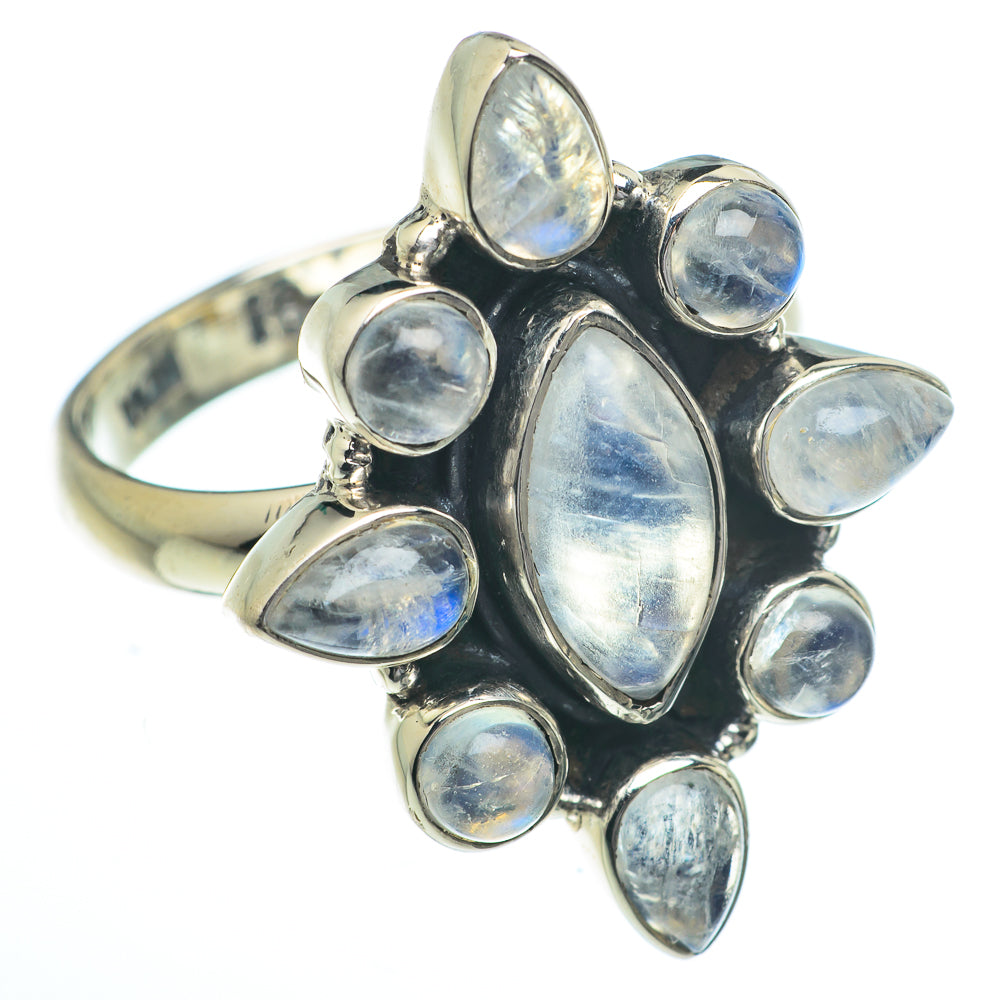 Rainbow Moonstone Rings handcrafted by Anasilvercos - RING62863