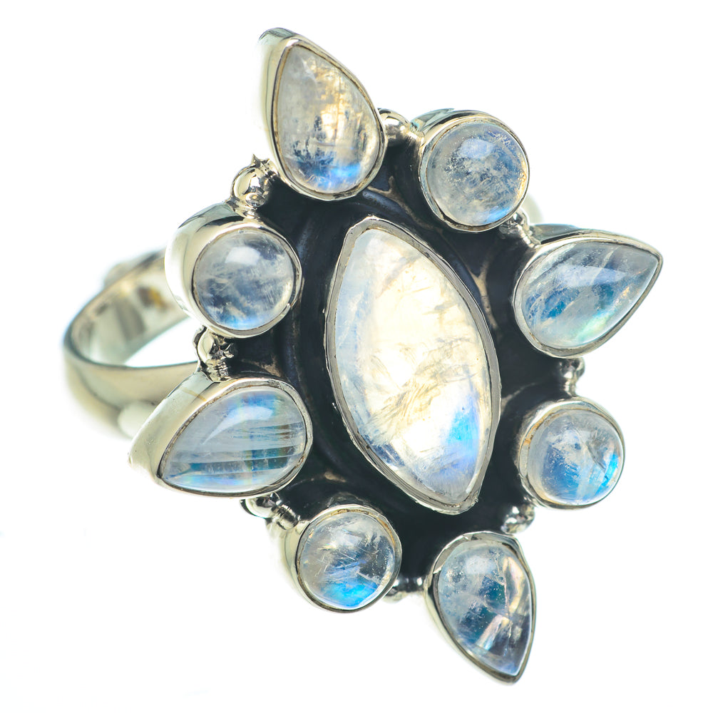 Rainbow Moonstone Rings handcrafted by Anasilvercos - RING62906