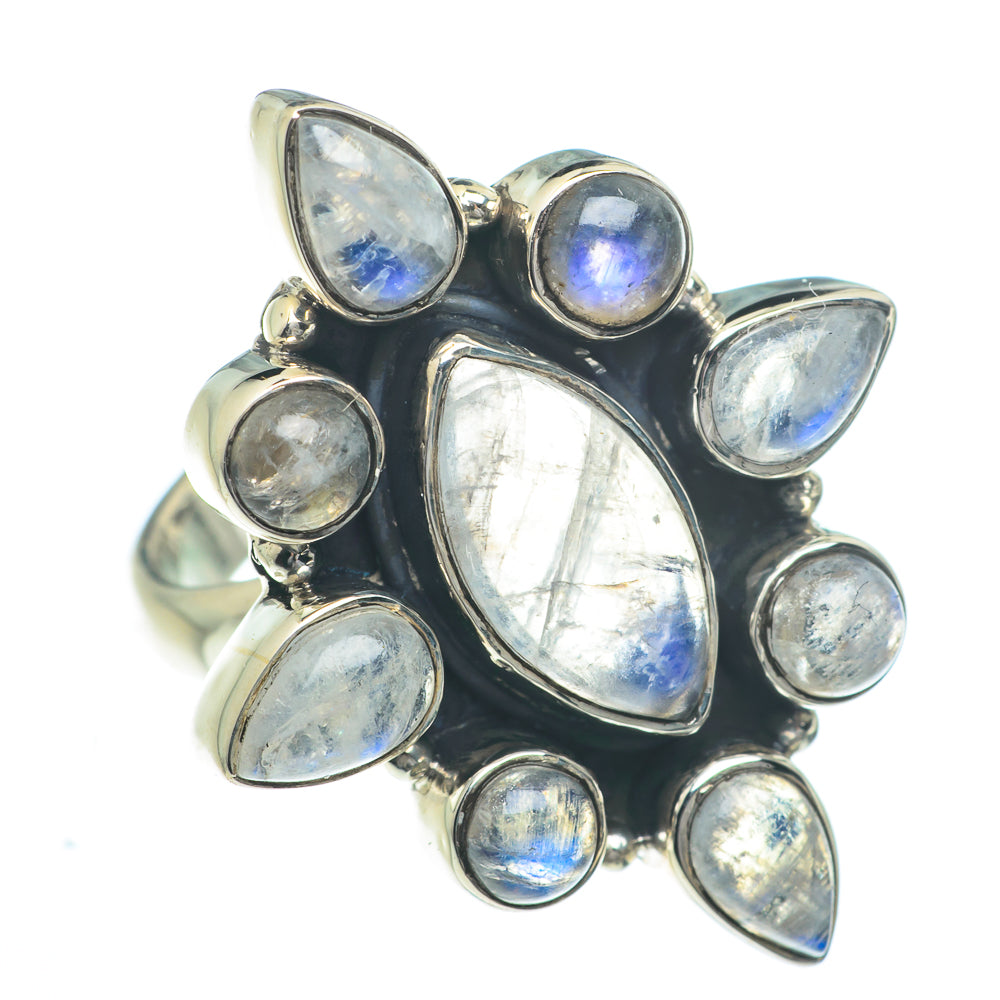 Rainbow Moonstone Rings handcrafted by Anasilvercos - RING62991
