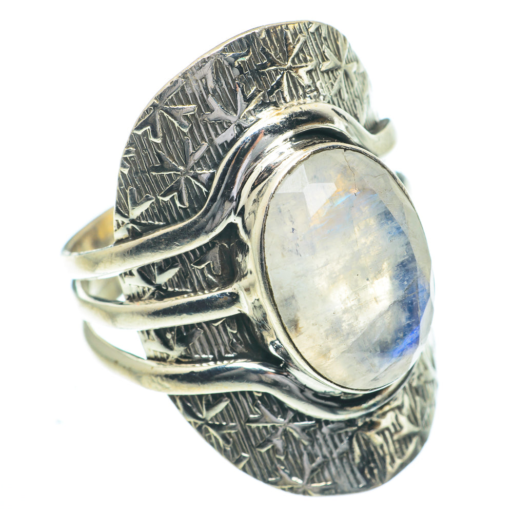 Rainbow Moonstone Rings handcrafted by Anasilvercos - RING63033