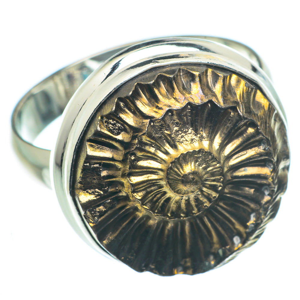 Pyrite Fossil Rings handcrafted by Anasilvercos - RING63159