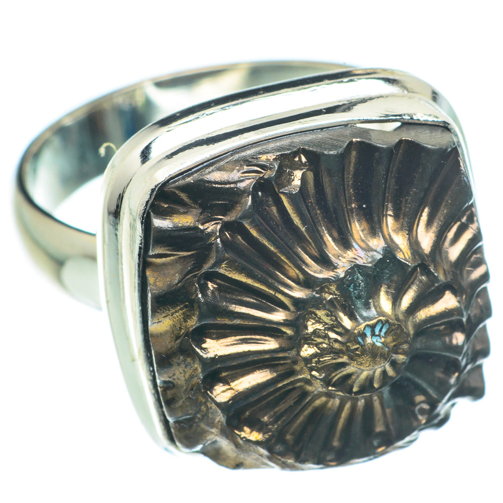 Pyrite Fossil Rings handcrafted by Anasilvercos - RING63237