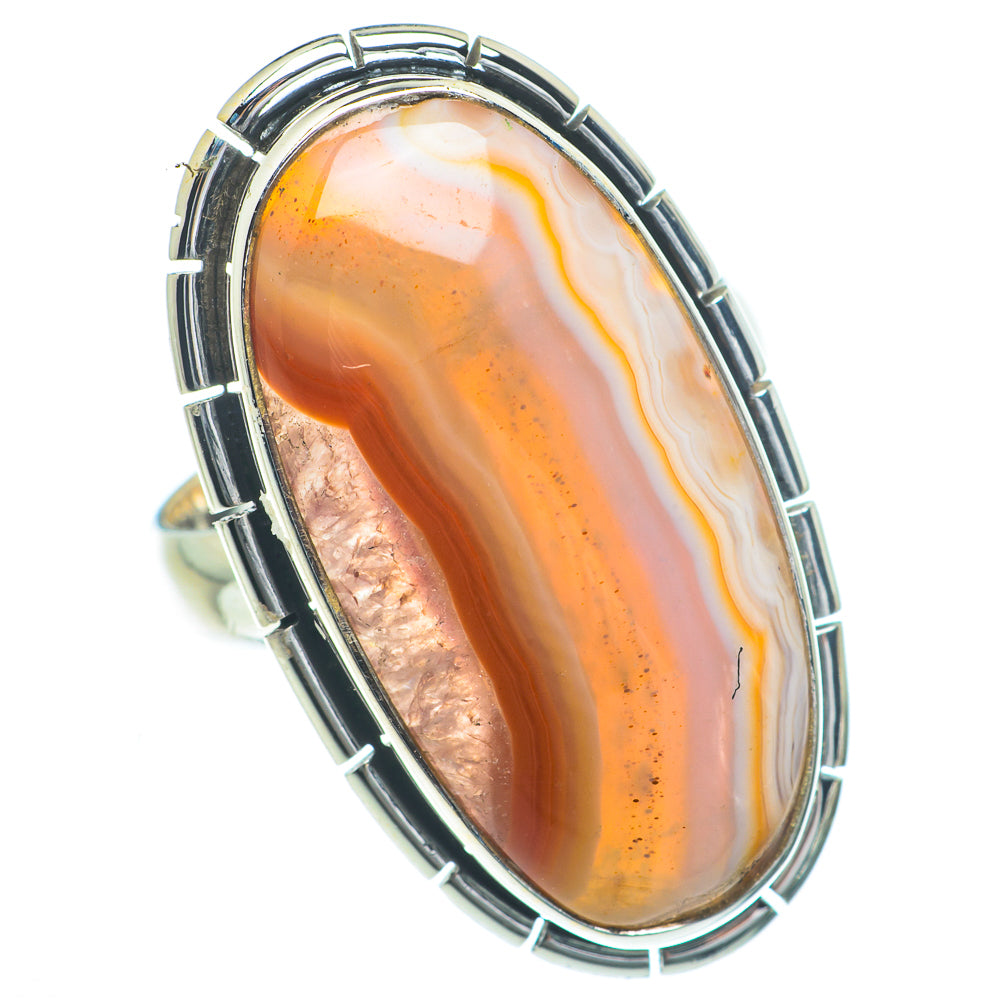 Orange Botswana Agate Rings handcrafted by Anasilvercos - RING63253