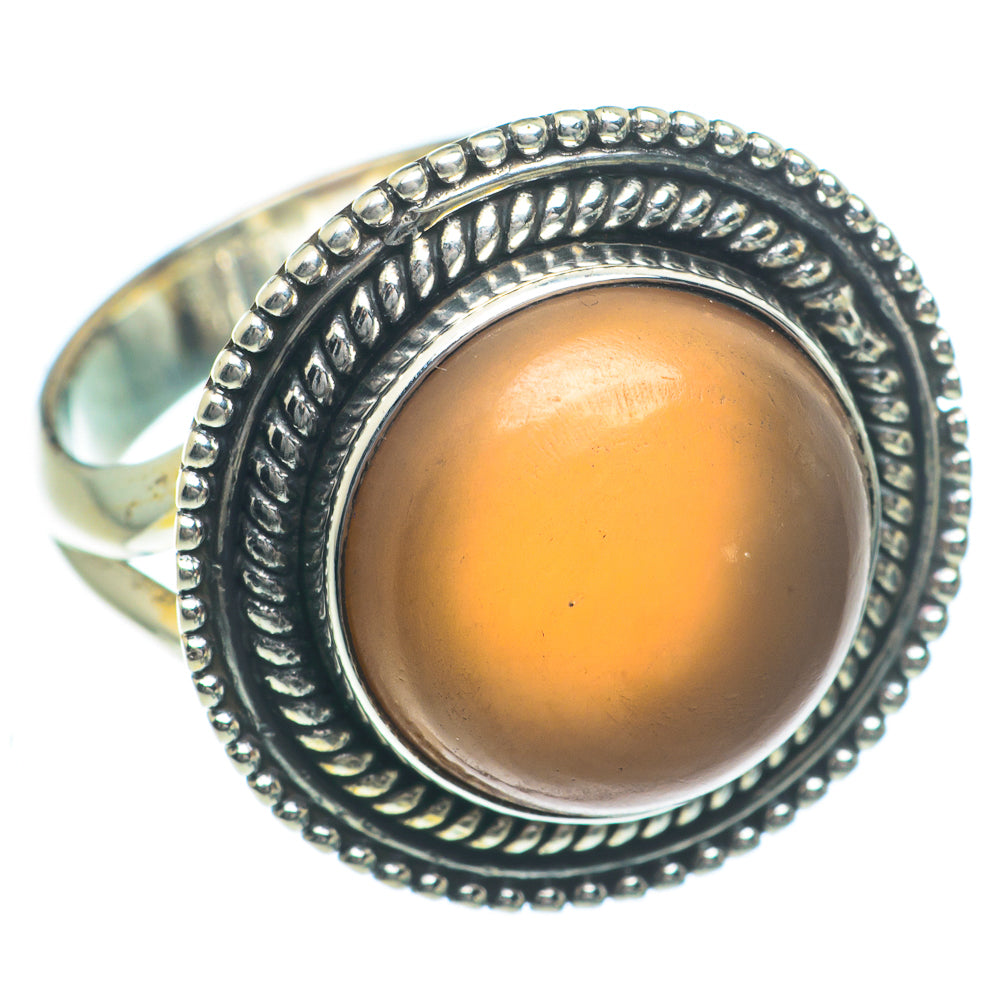 Peach Moonstone Rings handcrafted by Anasilvercos - RING63254