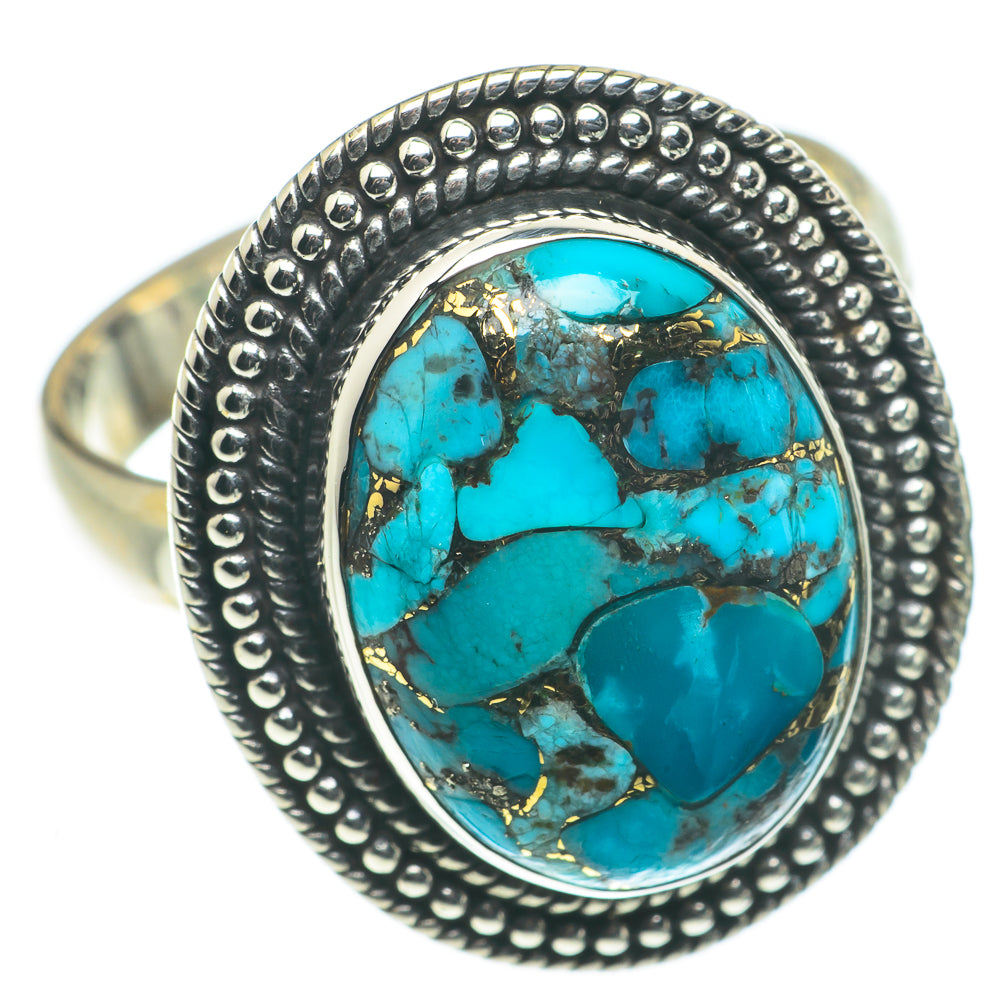 Blue Copper Composite Turquoise Rings handcrafted by Anasilvercos - RING63386