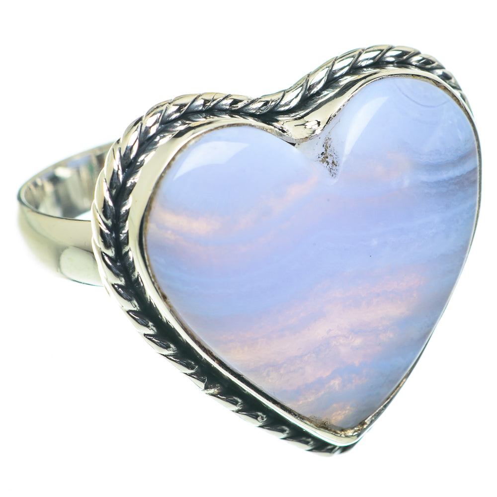Blue Lace Agate Rings handcrafted by Anasilvercos - RING63442