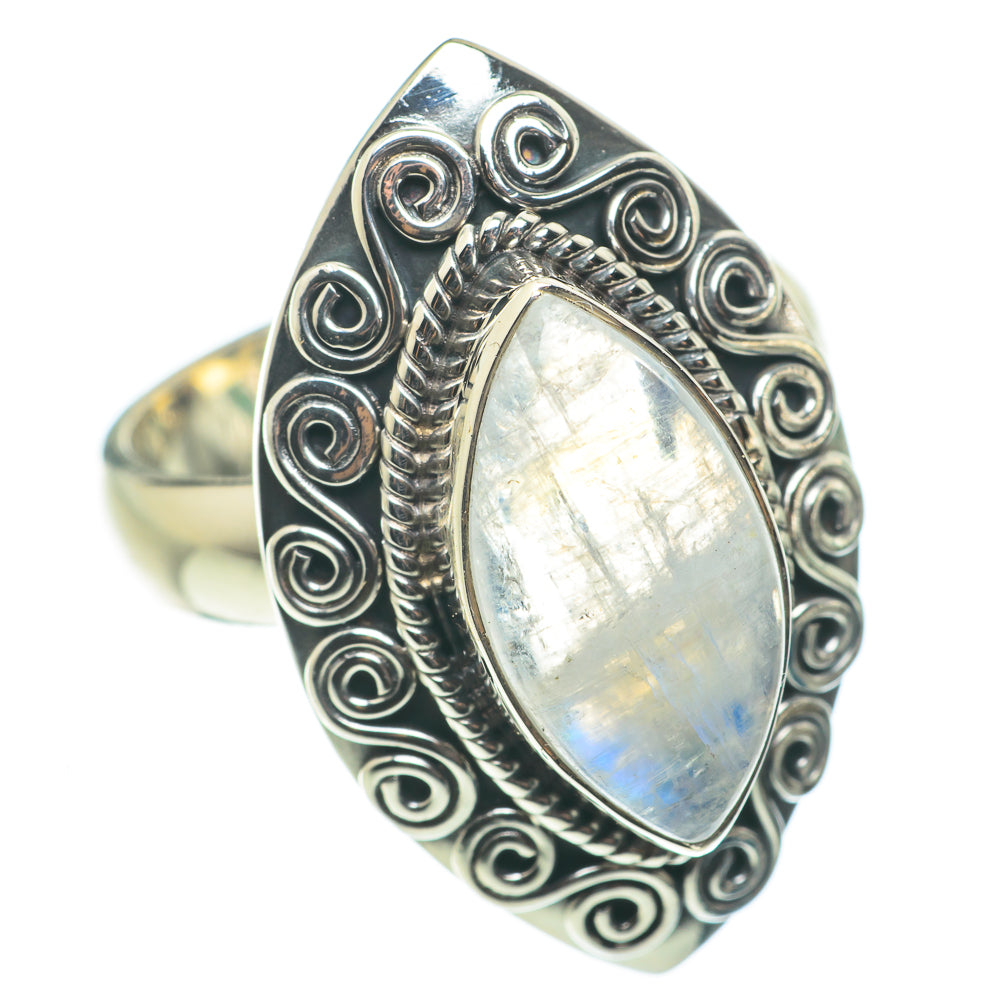 Rainbow Moonstone Rings handcrafted by Anasilvercos - RING63479