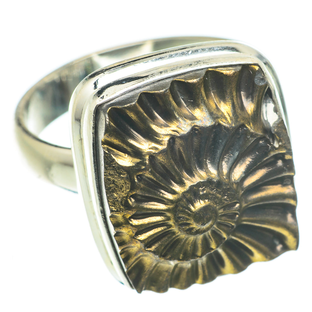 Pyrite Fossil Rings handcrafted by Anasilvercos - RING63505